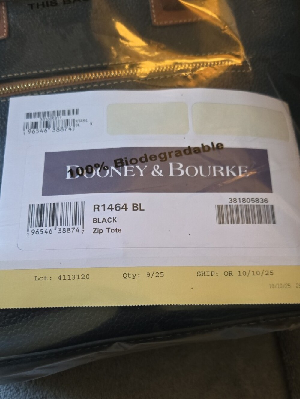 Dooney & Bourke Black Tote with Brown Leather Trim - Picture 2 of 8